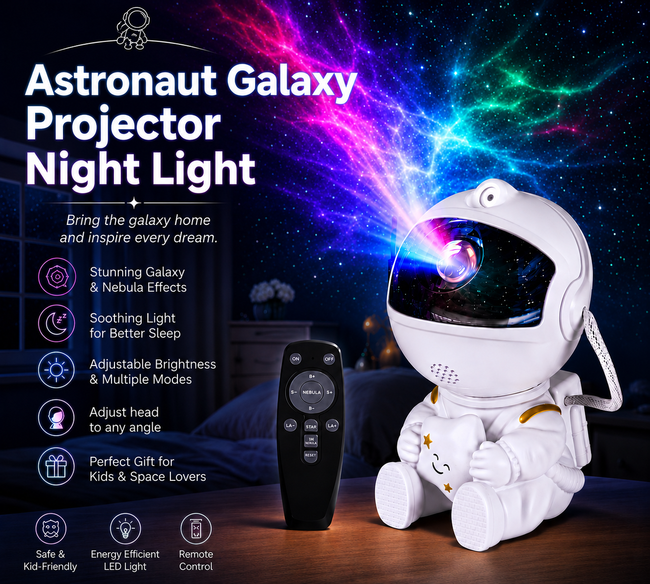 Astronaut Galaxy Projector Night Light